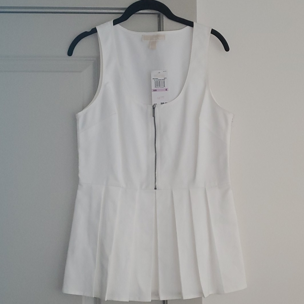 Michael Kors Zipper Detail Pleated Peplum Top